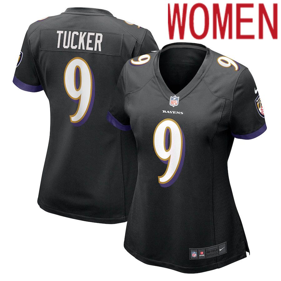Women Baltimore Ravens 9 Justin Tucker Nike Black Game NFL Jersey